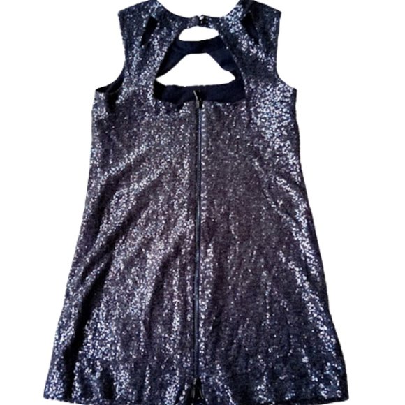 Le CHATEAU  Sparkly Black Silver Zip-Up Dress Size Large NEW NWT - Picture 1 of 5